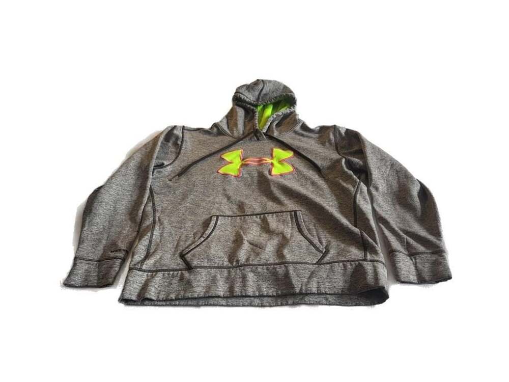 Under Armour Storm Heathered Gray Neon Logo Hoodie